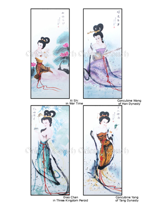 Chinese Woodcut Painting -<br>Four Ancient Chinese Beauties